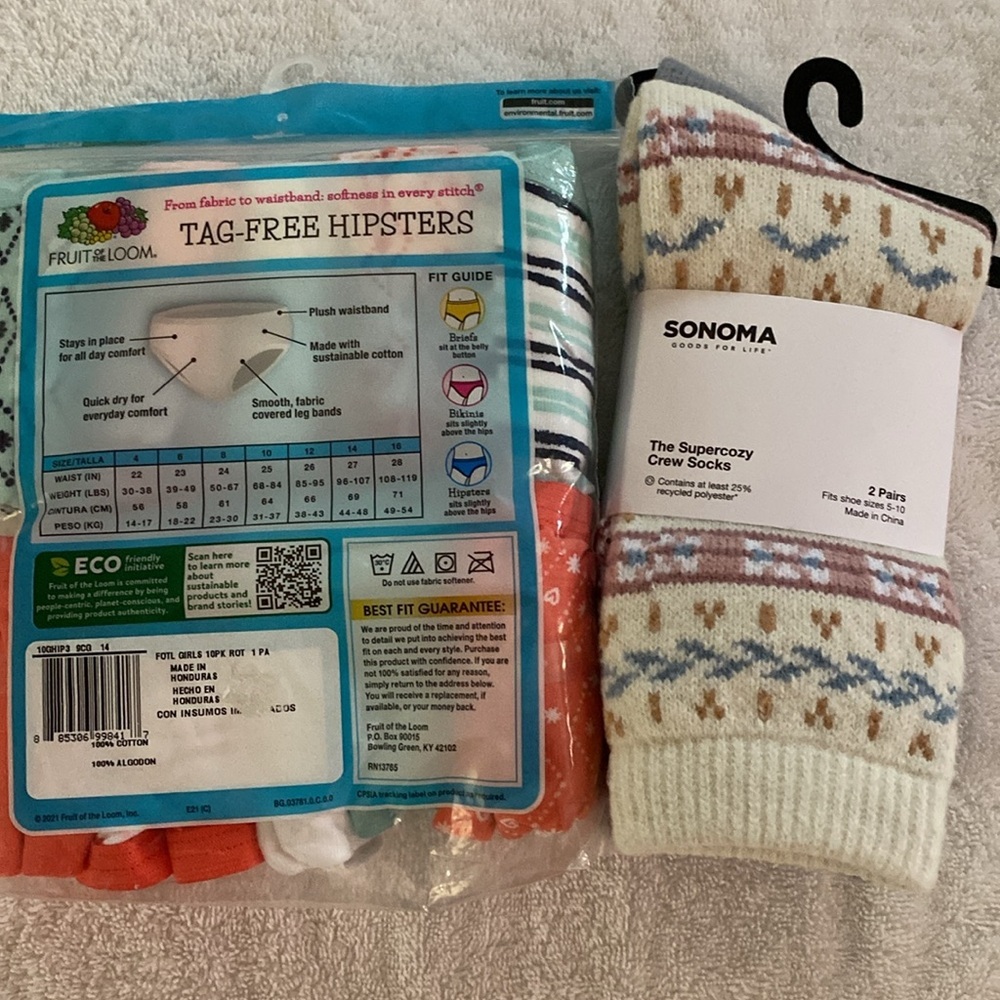 Fruit of the Loom Hipsters & Sonoma Crew Socks‎ - Picture 2 of 7